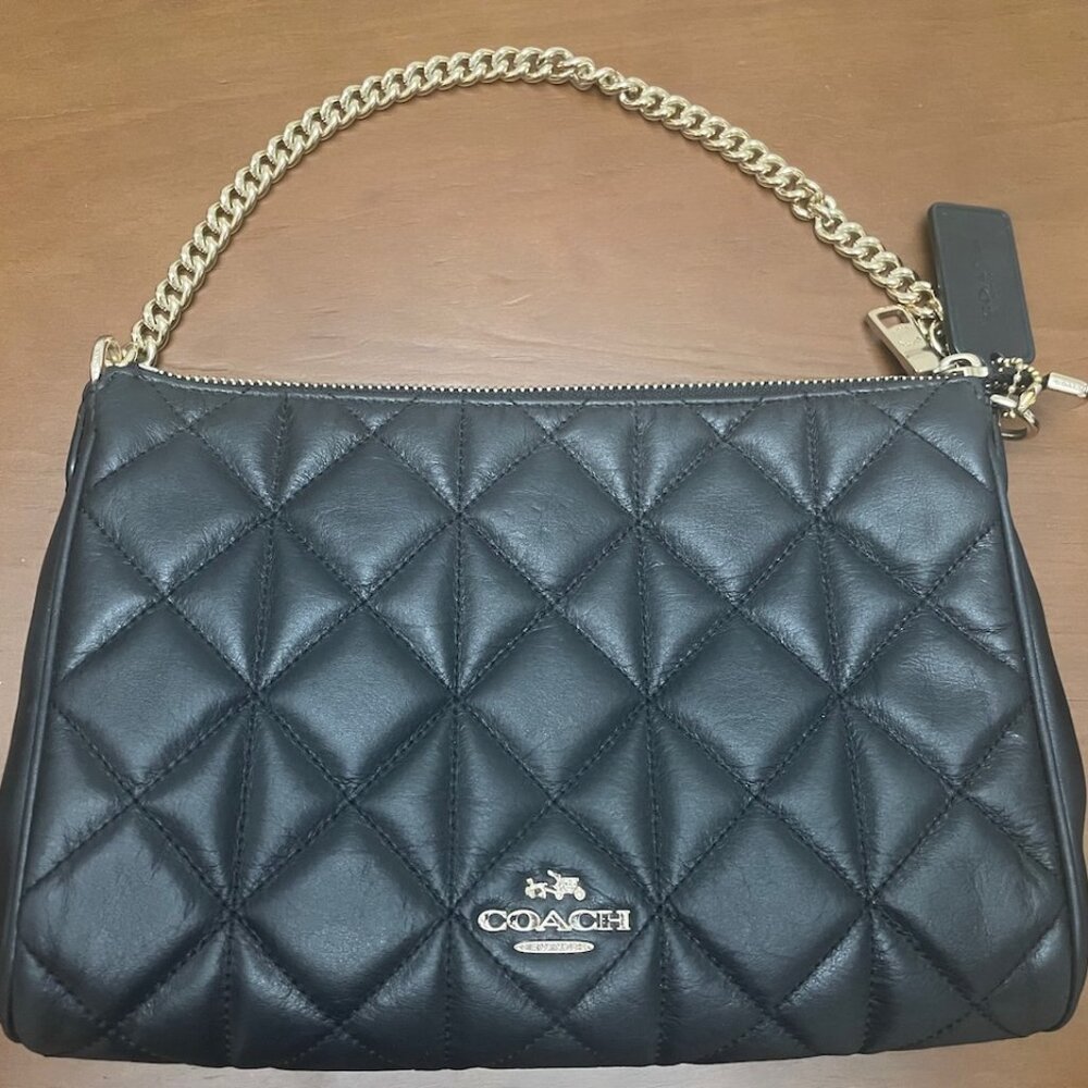 Coach Clutch/Shoulder Bag Black w/Gold Hardware